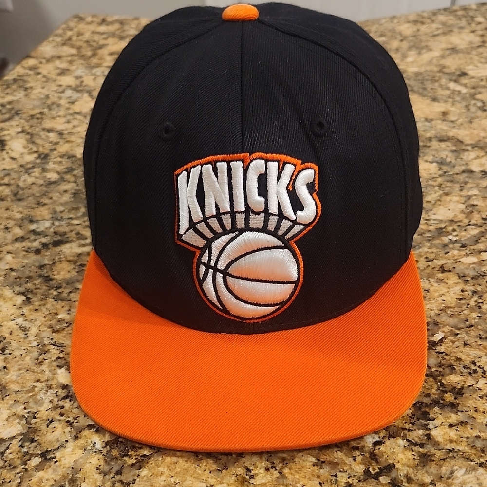 Mitchell & Ness Black and Orange Knicks Hat